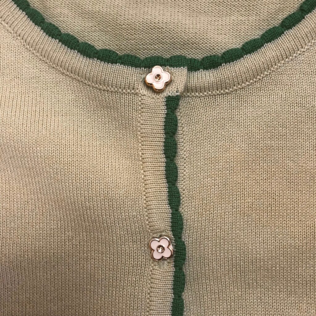 Cardigan Trim and Button Detail