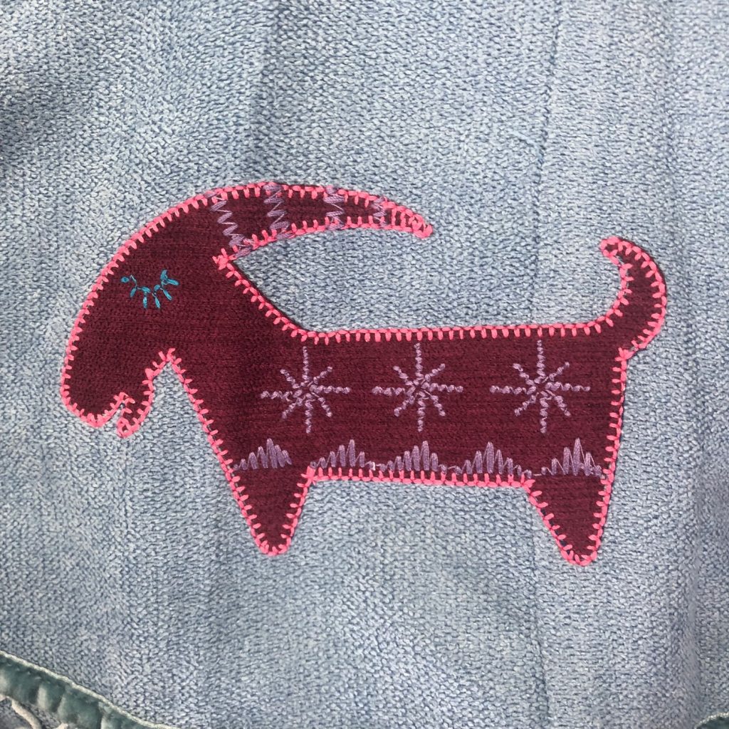 embroidered goat detail dress